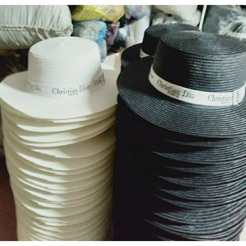 Mũ Cói Vành Nhỡ Đai Vải In Chữ DIO Thời Trang