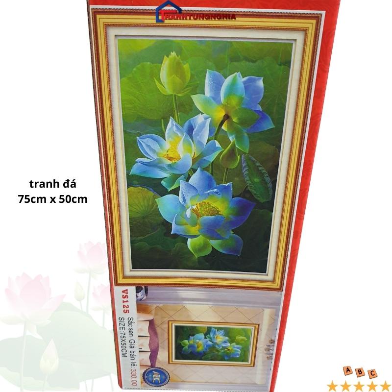 Tranh đính đá hoa sen ngát hương 75cm x 50cm