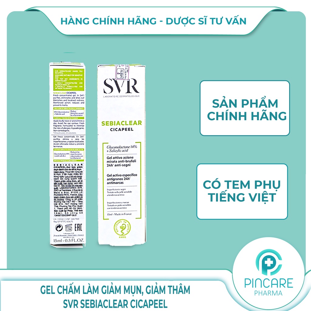 Gel Chấm Mụn làm giảm mụn giảm thâm SVR Sebiaclear Cicapeel 15ml - Hàng chính hãng - Nhà thuốc PinCare