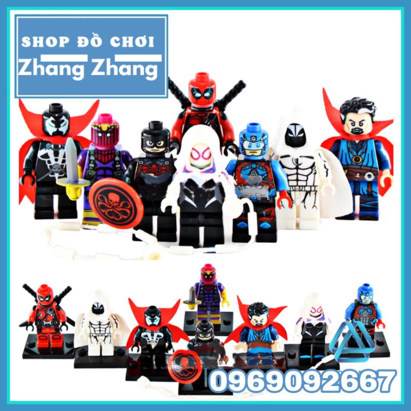 Đồ chơi Xếp hình Moon Knight gồm Deadpool - Atom - Spider-gwen - Dortor Strage mô hình Minifigures POGO Pg8014