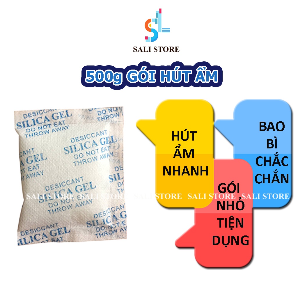 Gói hút ẩm tủ quần áo đóng túi 500g, túi hút ẩm thực phẩm, giày dép, sách báo, máy ảnh loại 2/5/10g SALI BL020