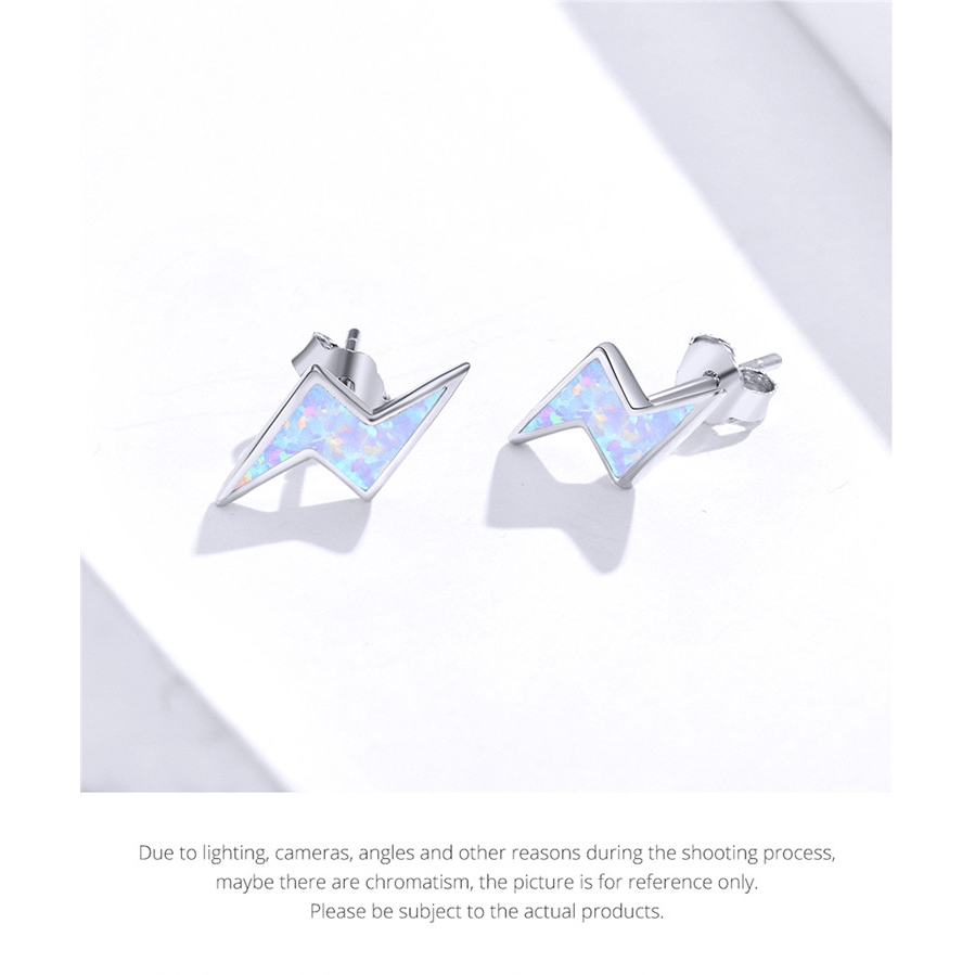 Khuyên tai Bamoer 860 bằng bạc 925 hình tia chớp thời trang dễ thương