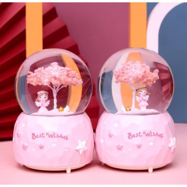 Quả Cầu Pha Lê Tuyết Cây Lá Hồng