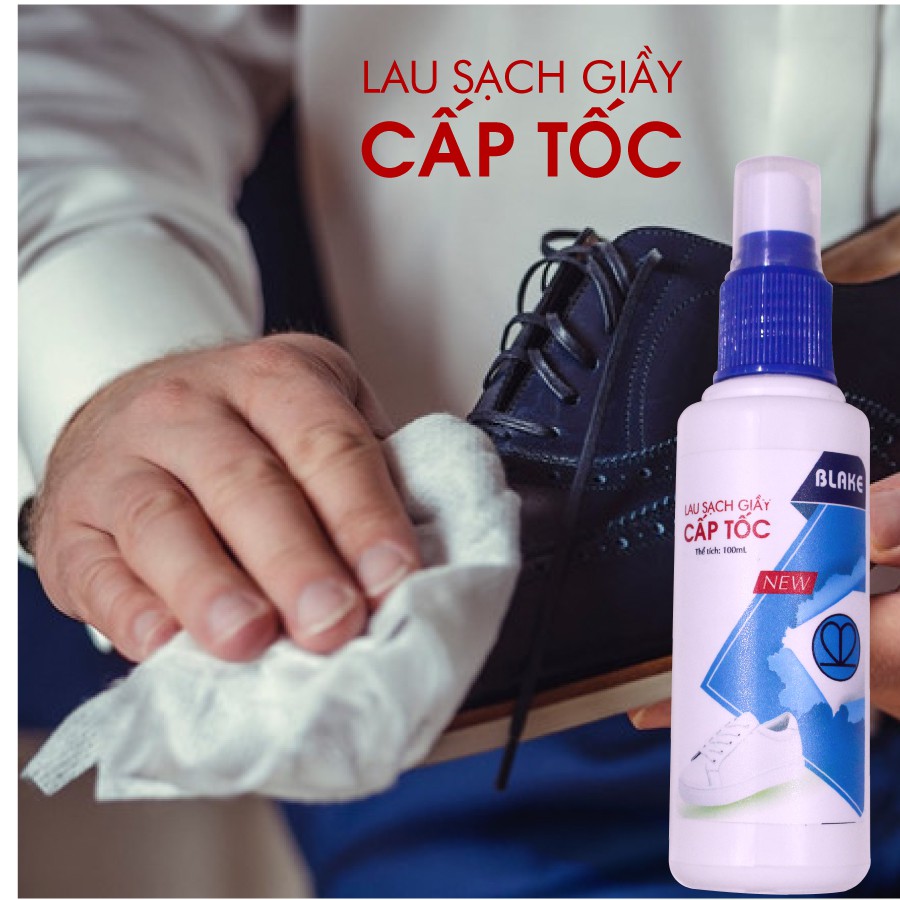 Chai lau sạch giầy cấp tốc BLAKE (100mL) - Không gây nhớt, không ảnh hưởng da giầy, an toàn sức khỏe