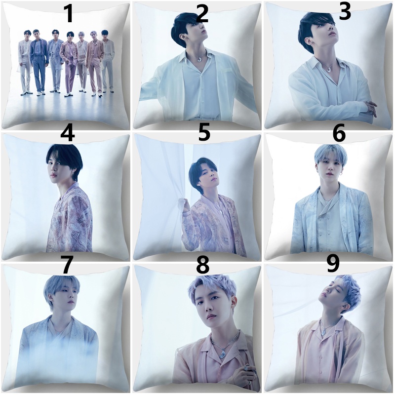 Vỏ Gối Vuông Polyester In Hình BTS Nam-joon Kim ,Seok Jin ,J-Hope, Min Gi ,Ji Min ,Tae Hyung ,Jeon Jung Kook Một Mặt Có Khóa Kéo