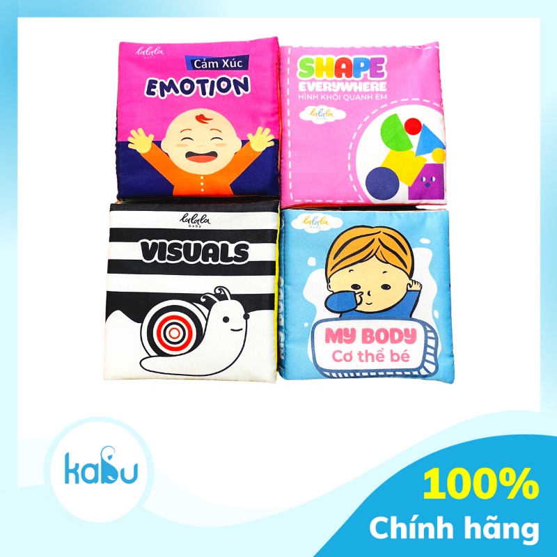 KABU - Bộ 4 Cuốn Sách Vải Giáo Dục Đầu Đời Cho Bé 0-3 Tuổi Mini Cloths