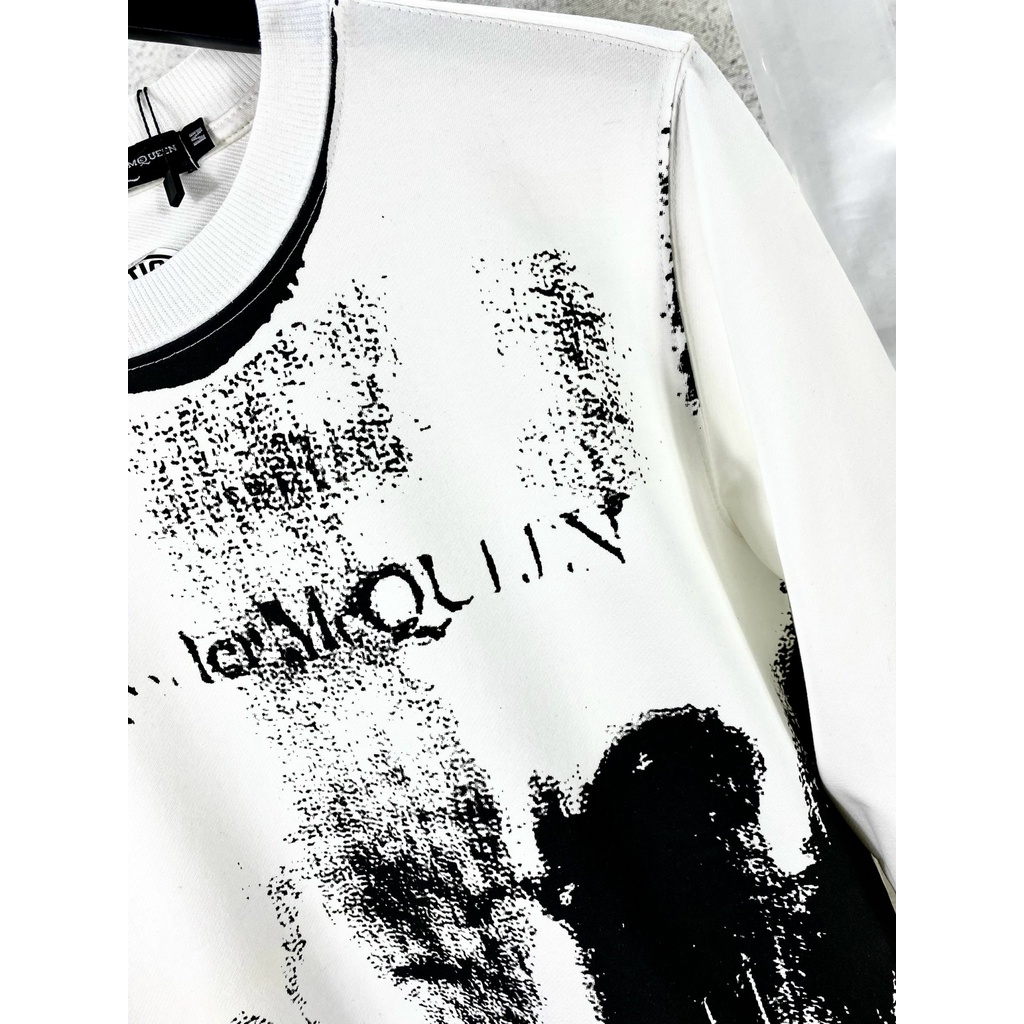 Áo nỉ loang đen trắng MCQ,áo thun nam dài tay hot hit dành cho nam và nữ có đủ sz 40-75kg form dáng chuẩn_Áo nỉ nam nữ