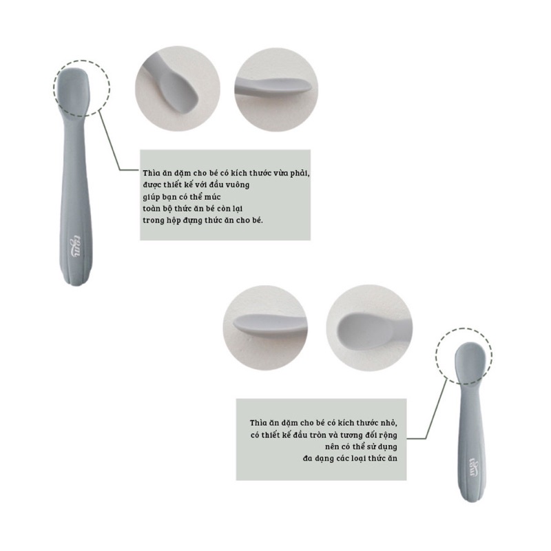 Set 2 thìa ăn dặm silicon kèm hộp TGM Hàn Quốc cho bé