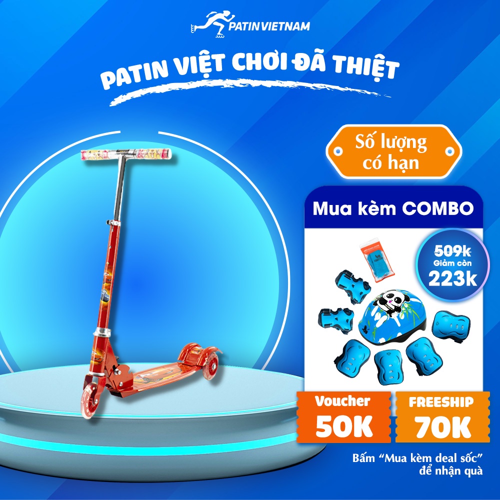 Xe Trượt Scooter Trẻ Em Siêu Rẻ CENTOSY Cougar 380 - Bánh Phát Sáng, In Hình Bắt Mắt Cho Bé