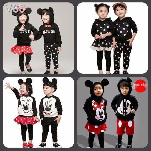 ☑﹍Giáng sinh và ngày Tết trang phục trẻ em quần áo dài tay bé trai gái Bộ đồ Mickey chuột