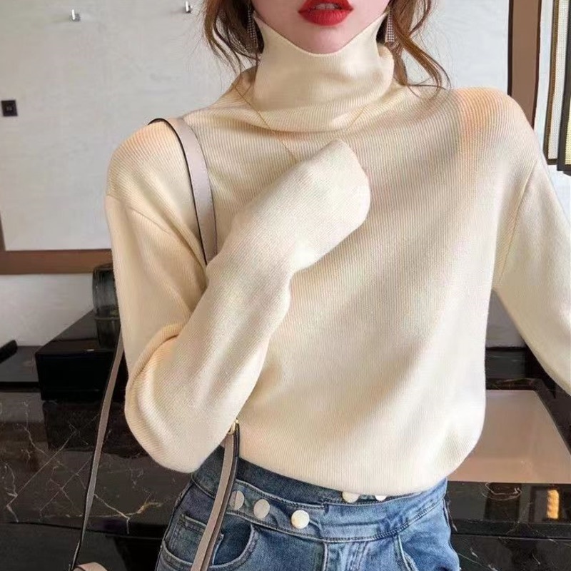 Áo Len Tay Dài Cổ Lọ Màu Trơn Đơn Giản Thời Trang Mùa Thu