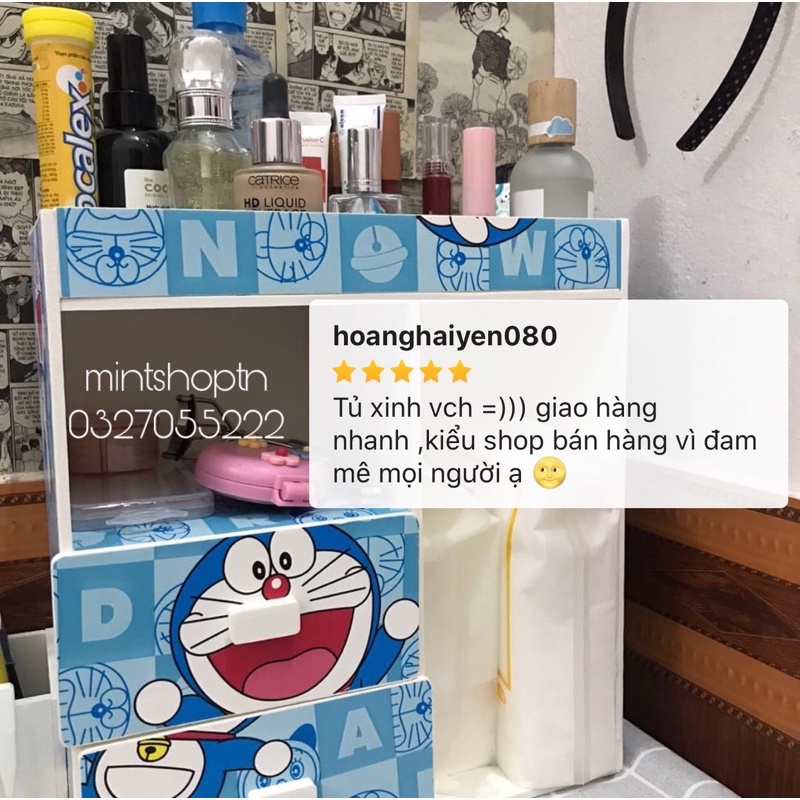 Tủ mini đựng mỹ phẩm doraemon , đựng đồ trang điểm tiện dụng