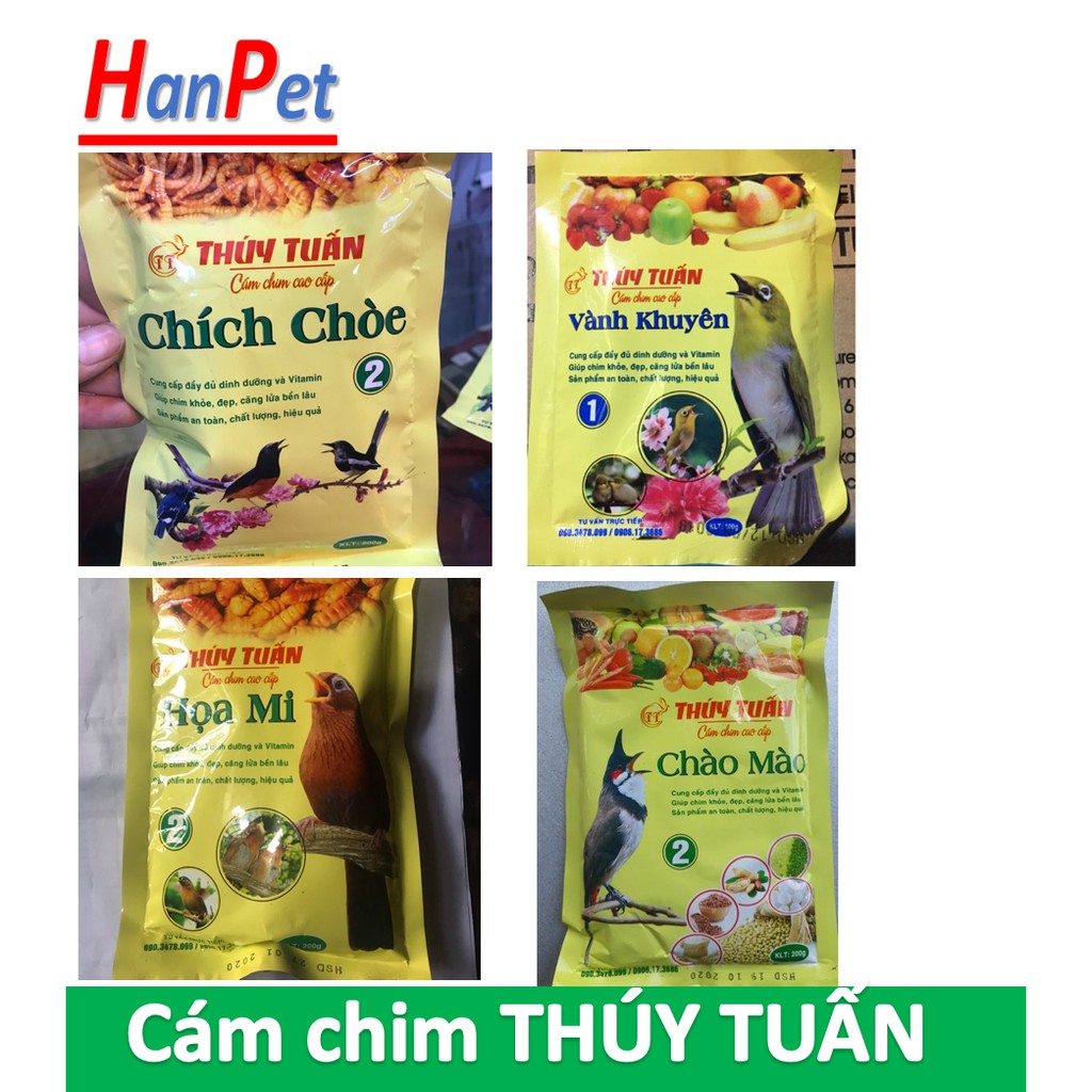 Hanpet.GV- Cám chim Thúy Tuấn là loại thức ăn chim dành cho chim cảnh dùng cho chim khuyên chào mào chích chòe họa mi