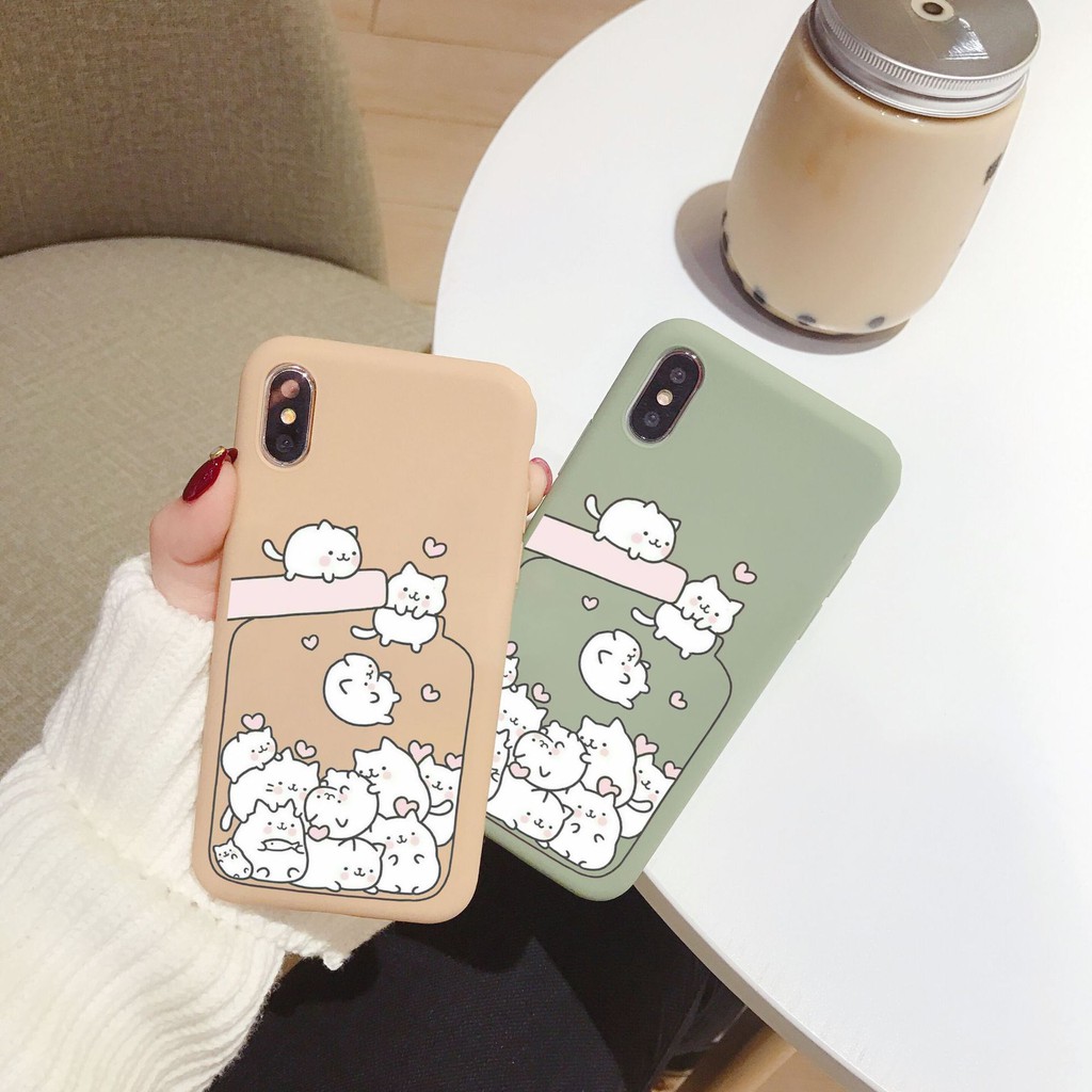 [ IPHONE ] Ốp Lưng Silicon Lọ Mèo Kute - B097
