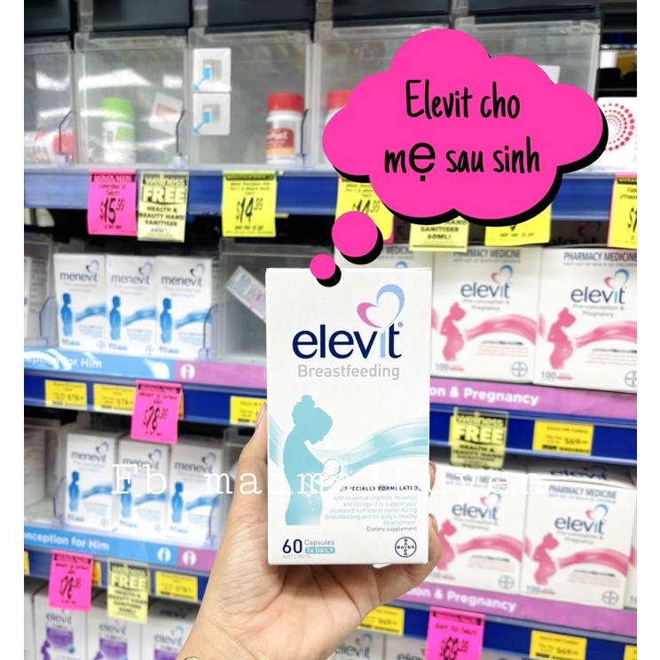 ELEVIT Sau Sinh Cho Con Bú BREASTFEEDING ÚC Hộp 60 Viên