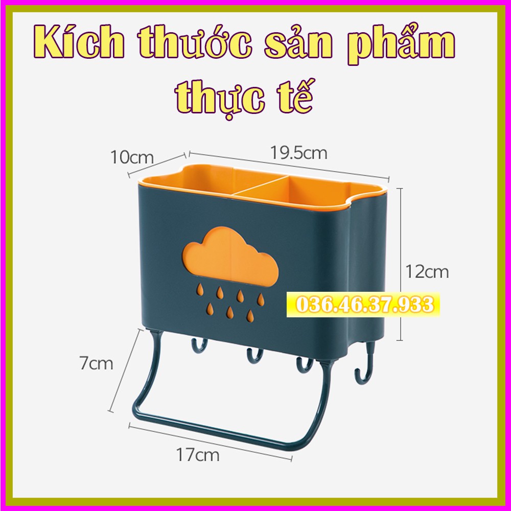 Hộp đựng đũa muỗng thìa treo tường đa năng tiện lợi có sẵn Keo dán siêu dính