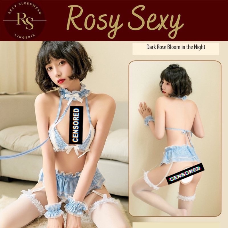 Đồ ngủ cosplay hầu gái người giúp việc gợi cảm màu xanh CP218048