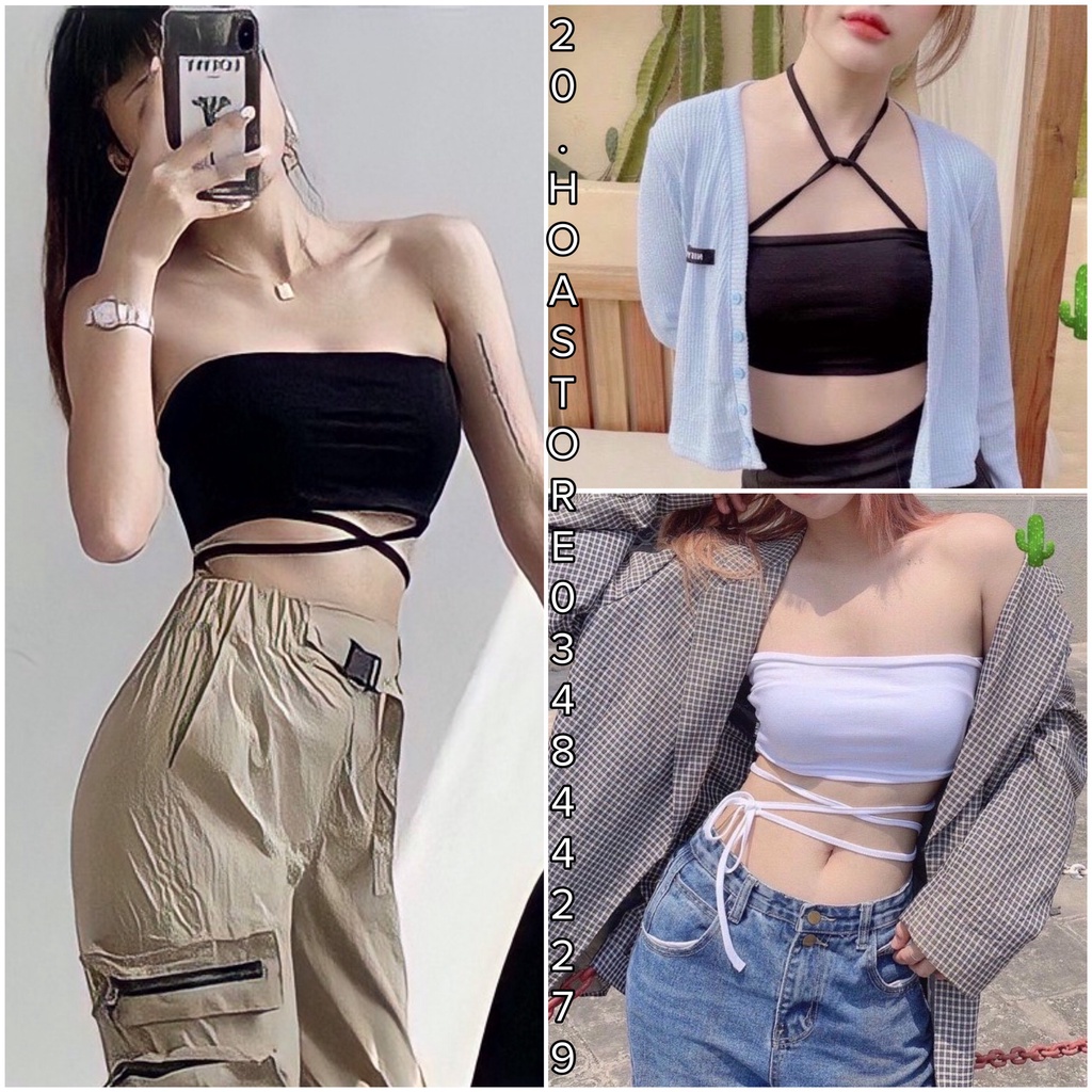 Áo Ống Buộc Dây Eo Mix Nhiều Kiểu Trắng Đen - Áo Quây Dây Cổ Buộc Sexy Body
