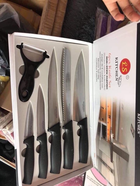 BỘ DAO 6 món KITCHEN KNIFE CAO CẤP KÈM DỤNG CỤ NẠO