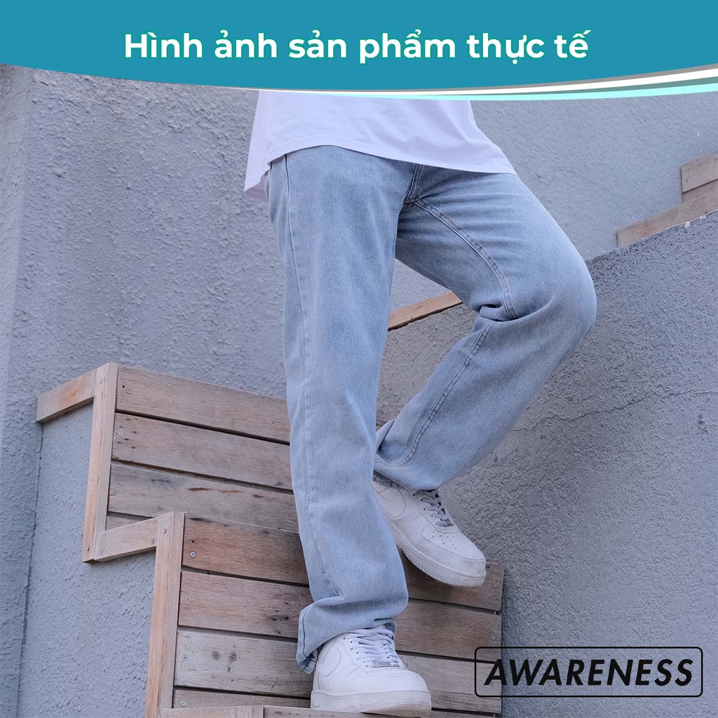 Quần jean nam xanh baggy ống suông rộng chất denim dày dặn dễ phối đồ phong cách Hàn Quốc J10 - jean baggy AWARENESS