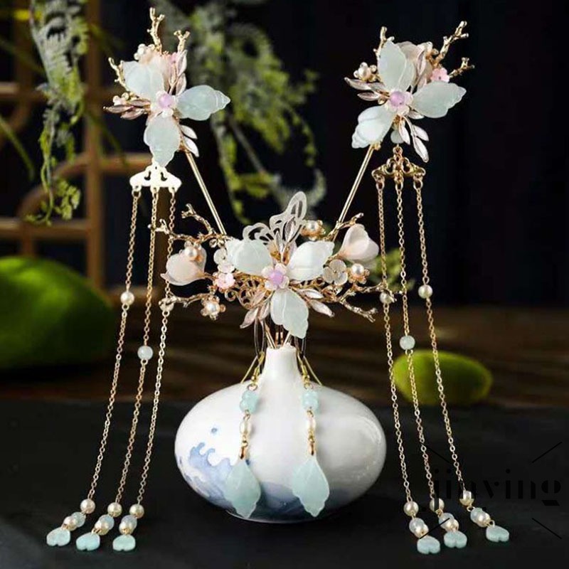 GETNOIVAS HANDMADE Set Phụ Kiện Tóc Phong Cách Trung Hoa Xinh Xắn Cho Nữ