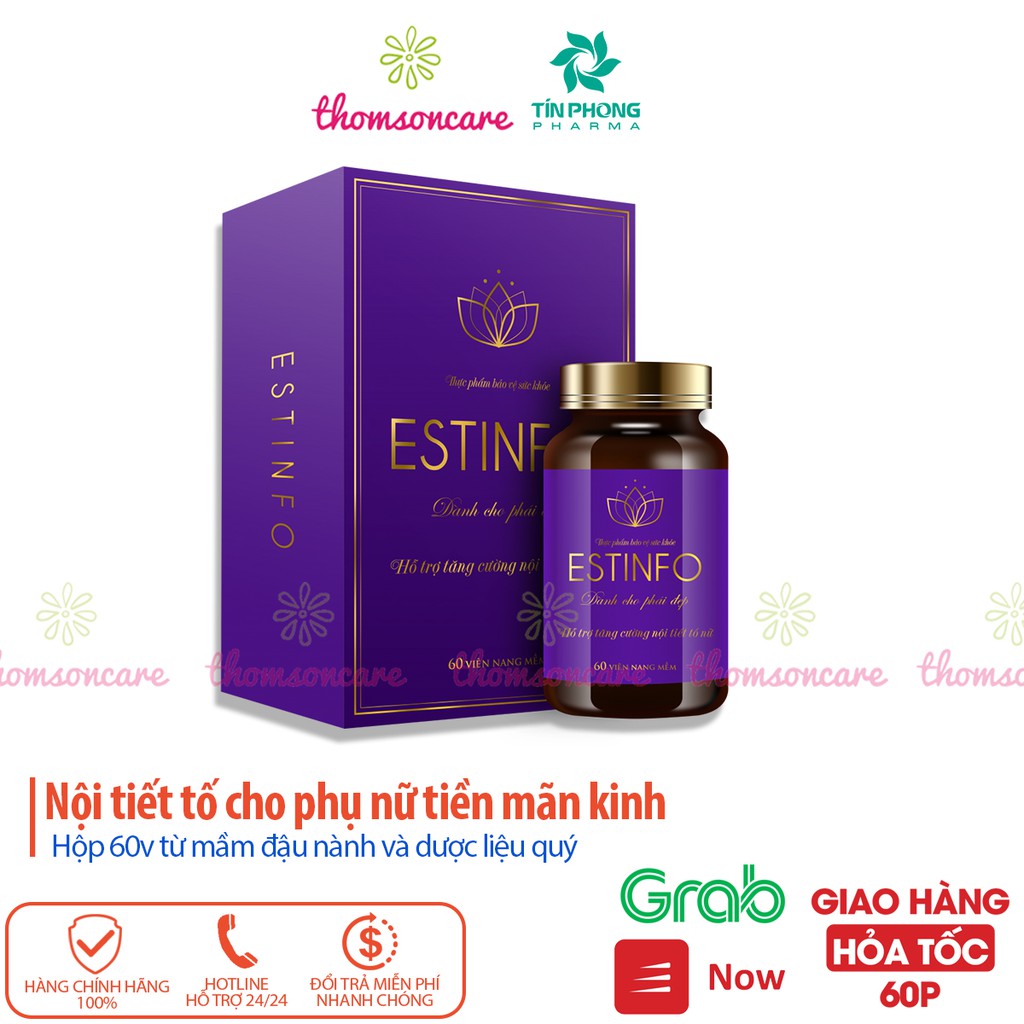 Bổ sung nội tiết tố nữ, giảm nám da từ mầm đậu nành và Glutathion - Estinfo Hộp 60 viên