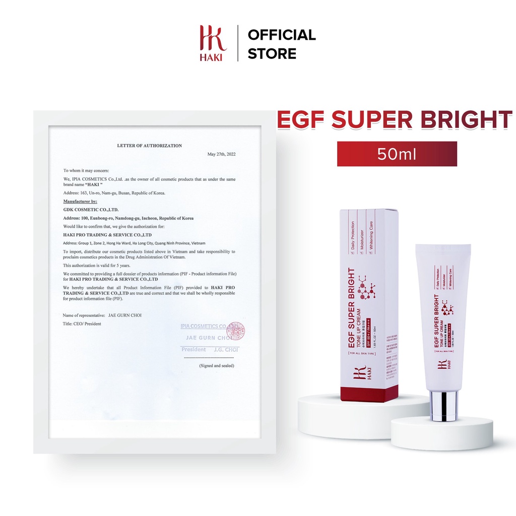 Kem Chống Nắng HAKI EGF Super Bright Tone Up Cream Bật Tông Sáng Da Xuất Sứ Hàn Quốc 50ml