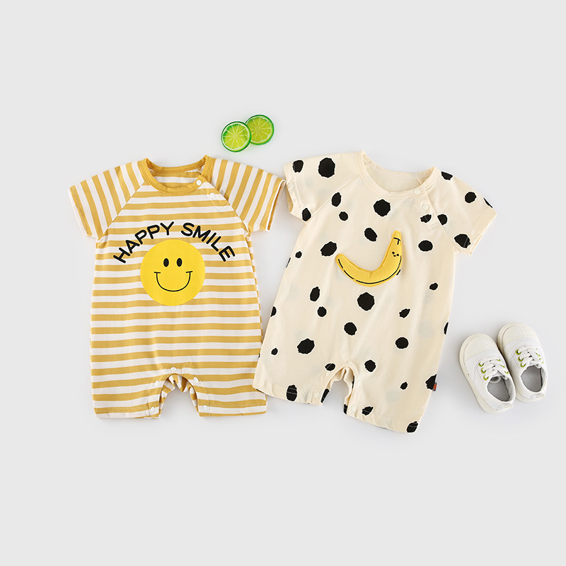 Bộ Áo Liền Quần In Họa Tiết Trái Chuối Đáng Yêu Dành Cho Các Bé