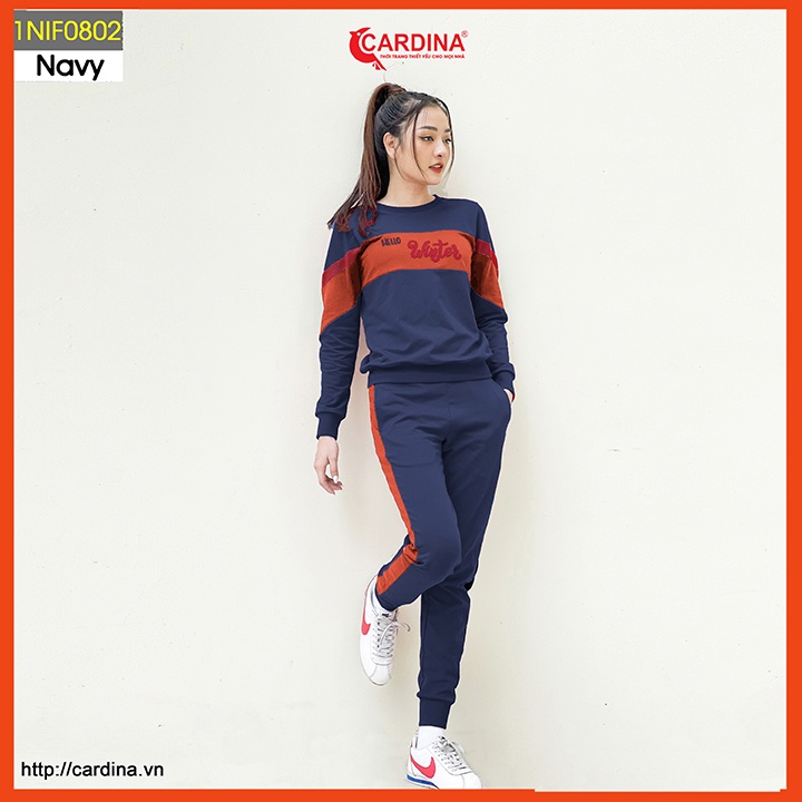 Bộ Nỉ Nữ 𝐂𝐀𝐑𝐃𝐈𝐍𝐀 Thu Đông Phối Màu Tinh Tế Cao Cấp, Trẻ Trung, Năng Động 1NiF08.