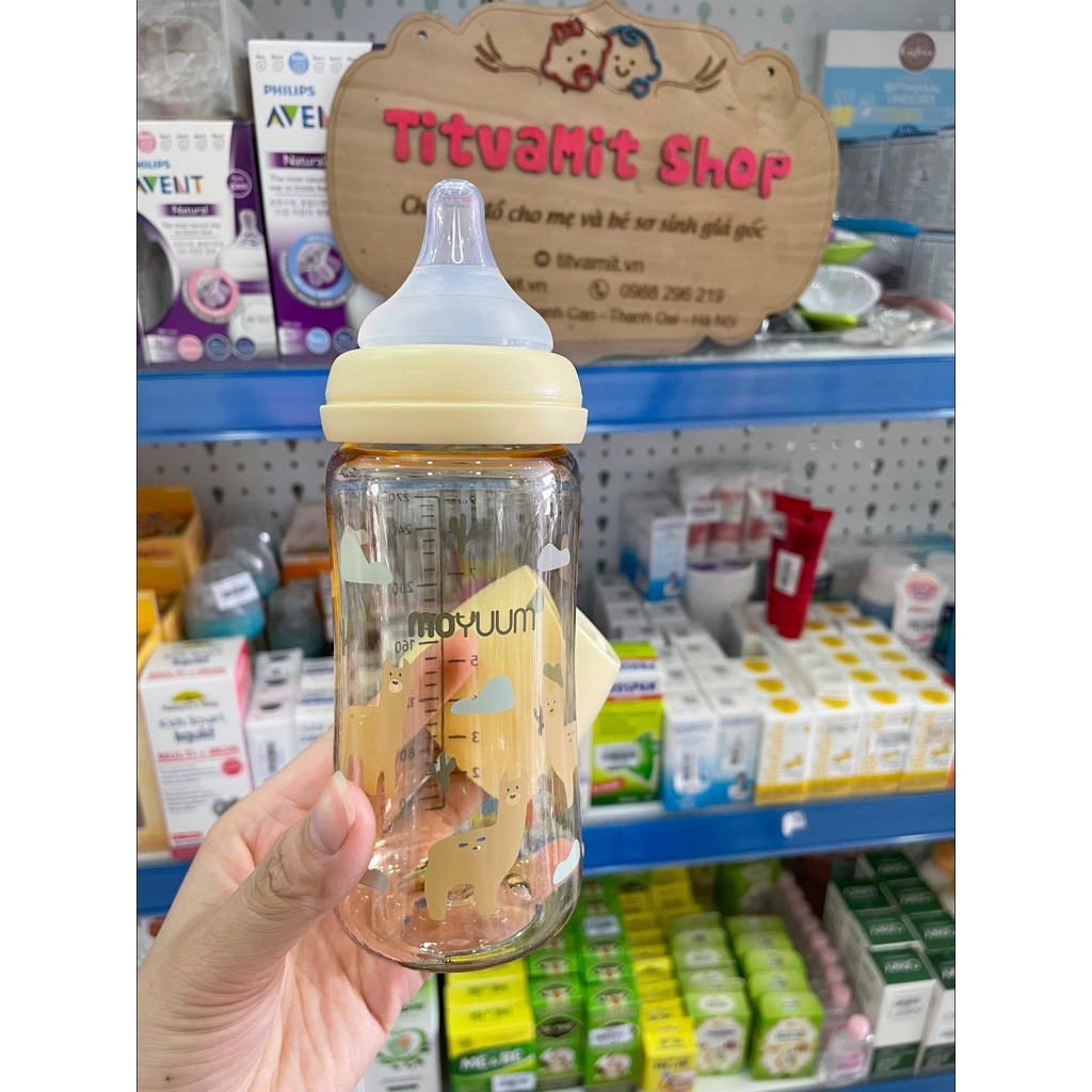 Bình sữa moyuum hoa cúc, lạc đà chính hãng Hàn Quốc, bình sữa moyuum hoạ tiết 170ml-270ml