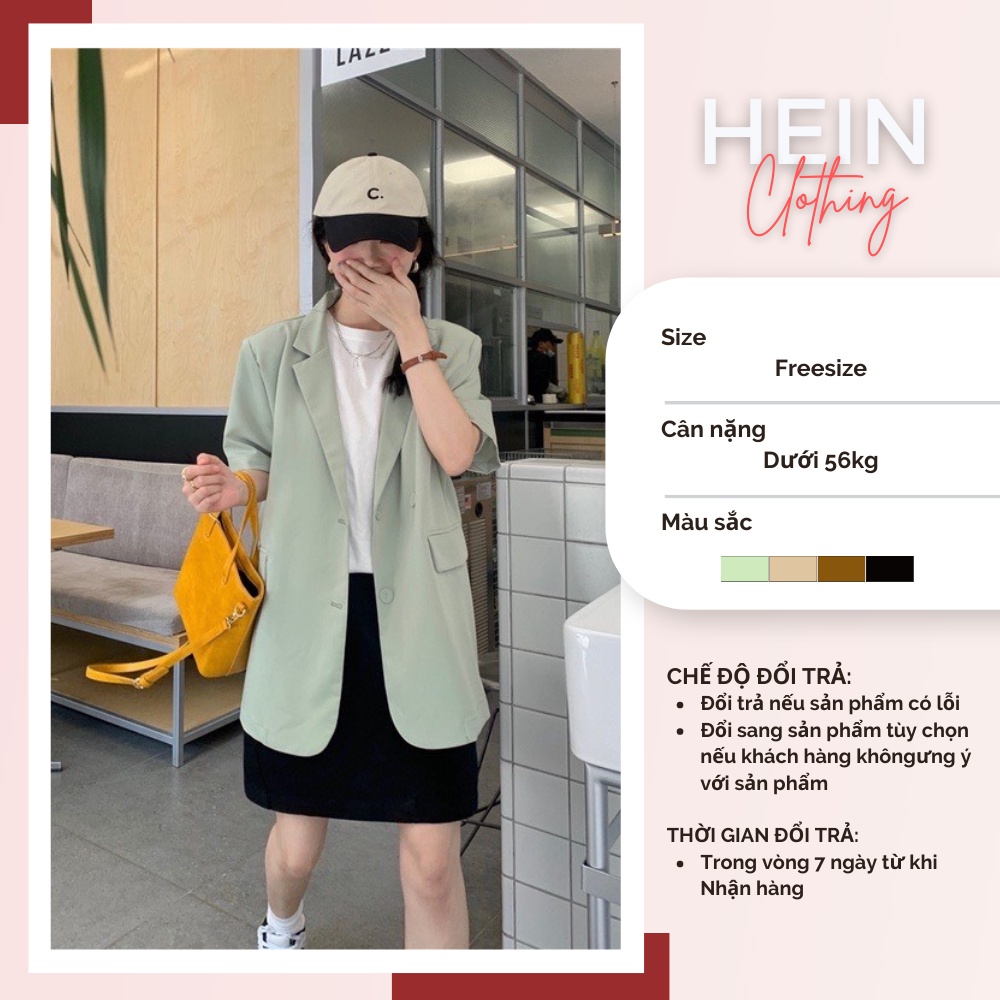 Áo khoác blazer nữ ngắn tay FREE SIZE Hàn Quốc cách điệu 2 cúc vạt 2 túi dán năng động, trẻ trung ms 079 | BigBuy360 - bigbuy360.vn