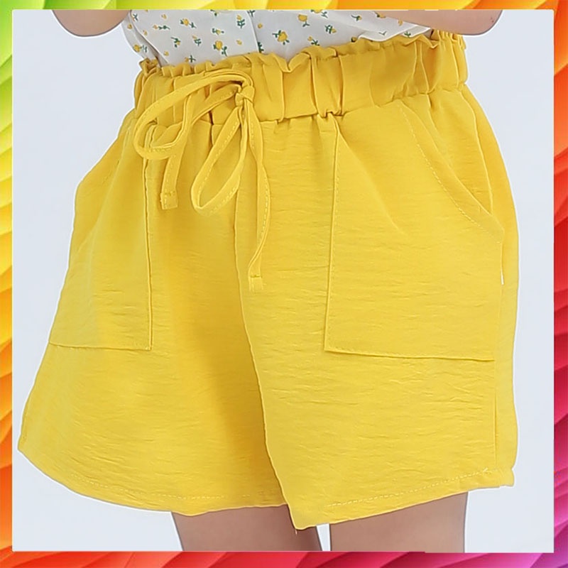 Quần short đùi bé gái Tanosa Kids mẫu mới Hè 2021 chất đũi mát thắt nơ điệu đà size 12-27kg