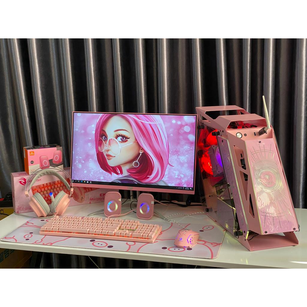Full bộ PC Gaming MÀU HỒNG Xinh Xắn kèm Màn hình 24inch Full HD chiến Game Fifa 4, Audition, Liên Minh, Liên Quân,..