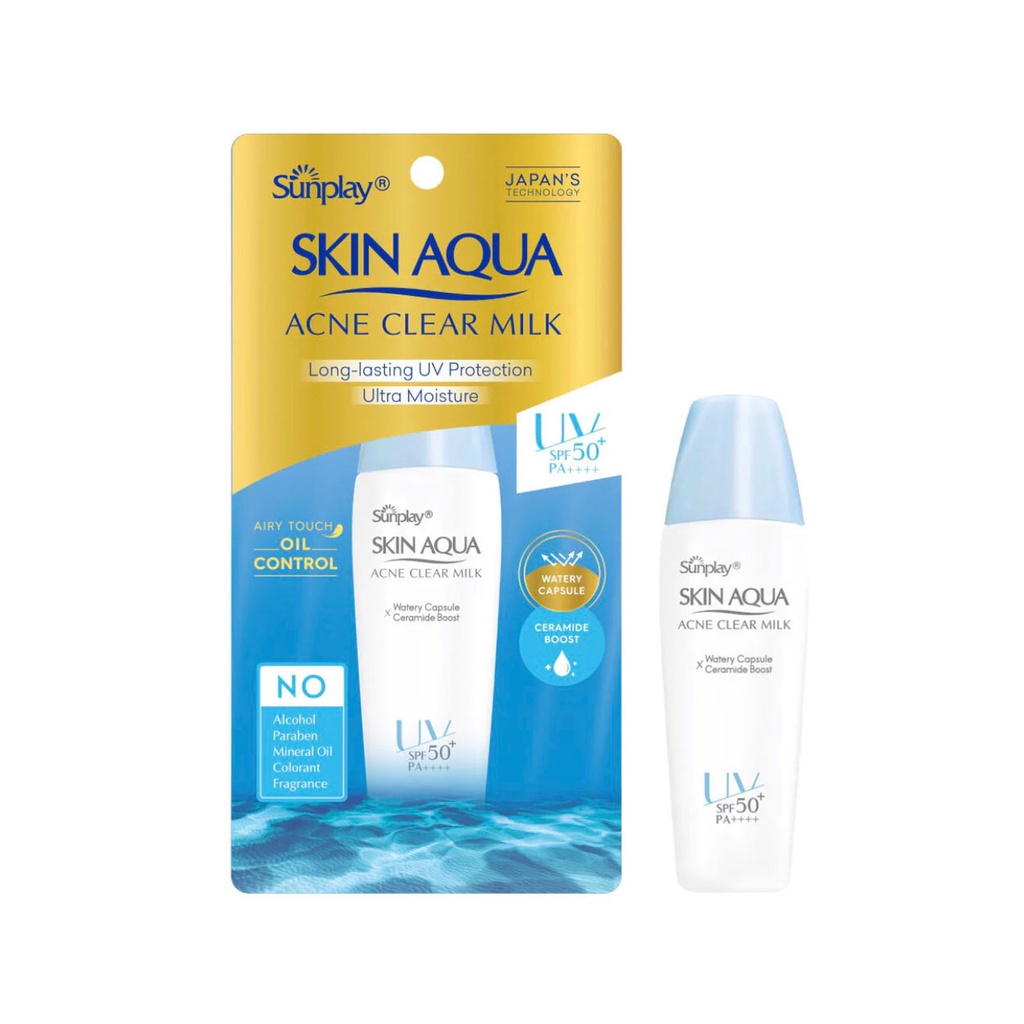 (Tặng 1 chai dung dịch Hada trắng) Sữa Chống Nắng Dưỡng Da Ngừa Mụn Sunplay Skin Aqua SPF50 25g