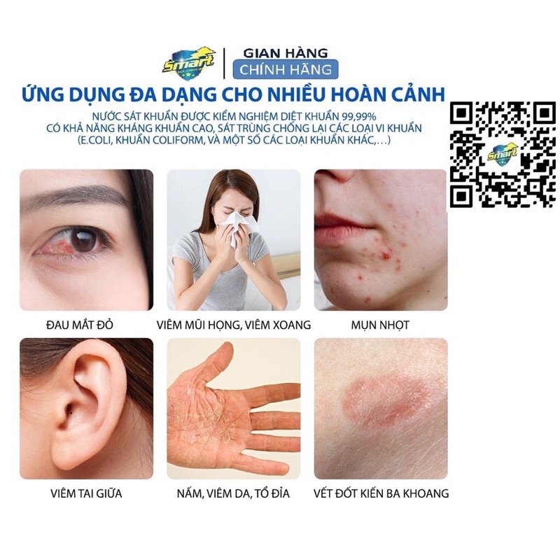 Nước Anolyte nước sát khuẩn an toàn chai 500ml, Smart A