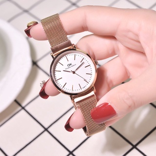 Đồng hồ nữ dây kim loại chính hãng Doukou đẹp giá rẻ thời trang mặt tròn