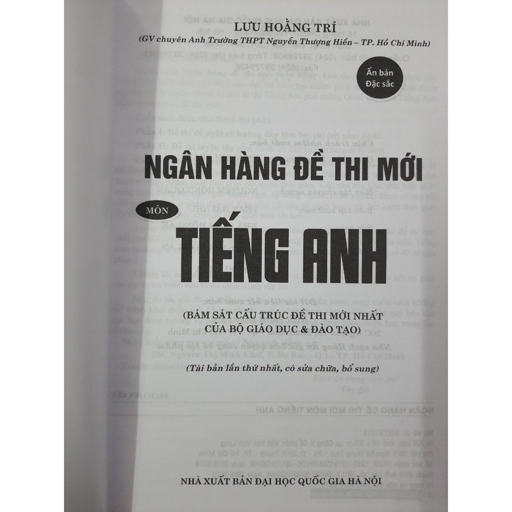 Sách - Ngân Hàng Đề Thi Mới Môn Tiếng Anh