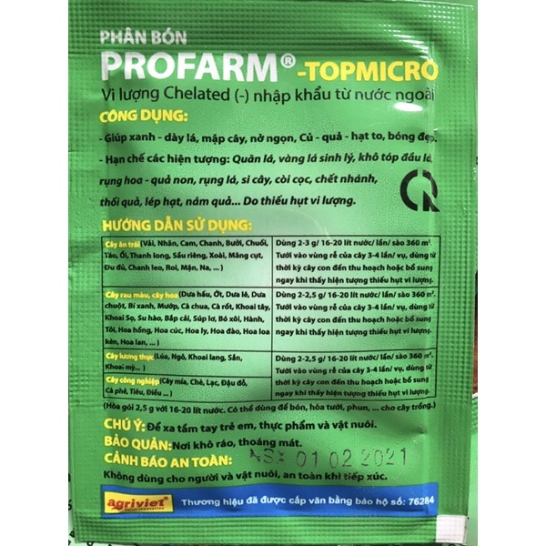 Phân Bón Lá Vi Lượng Chelate PROFARM TOPMICRO