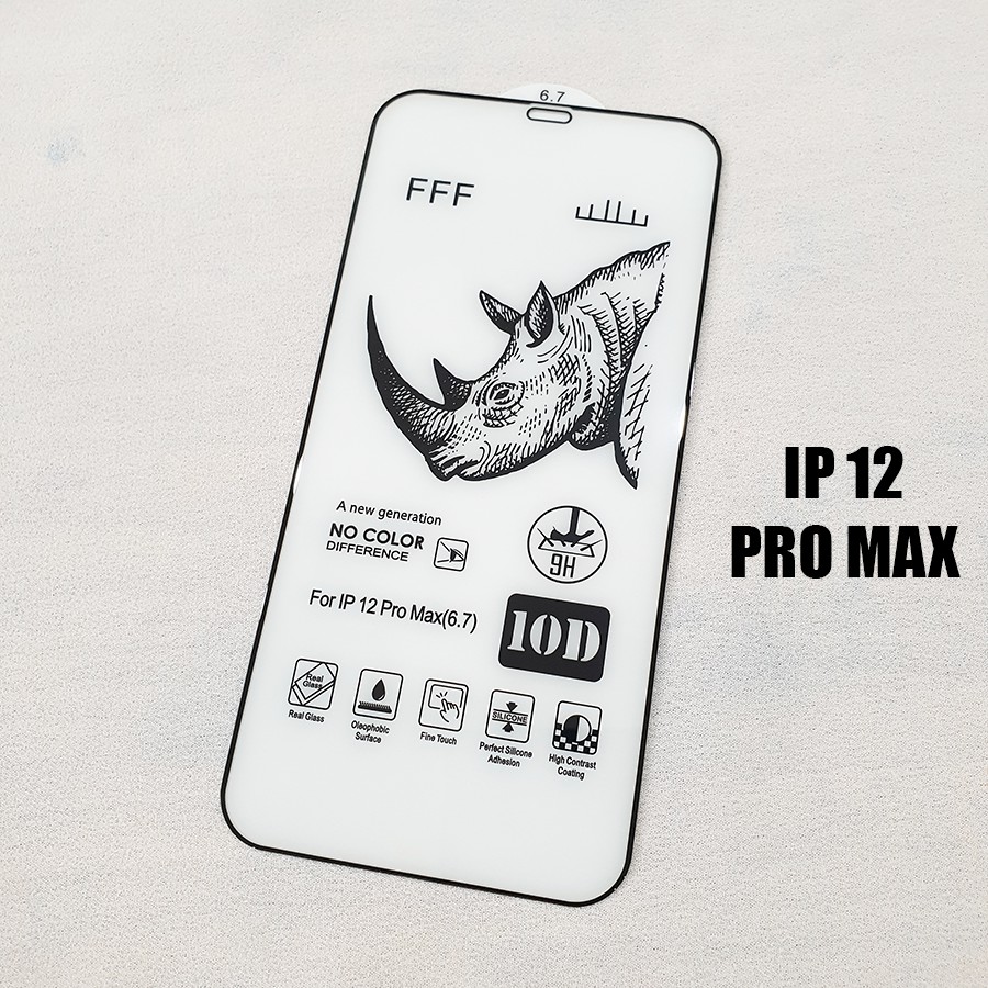 Kính cường lực tê giác 10D phủ màn hình Iphone 12 Pro Max