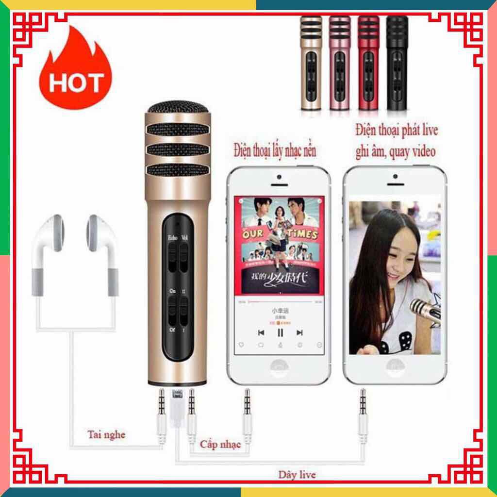 Mic C7 Hàng Loại 1 ⚡FREESHIP⚡ Chuyên Thu Âm , Livestream , Karaoke Gỉai Trí . Tặng Kèm Tai Nghe Theo Bộ