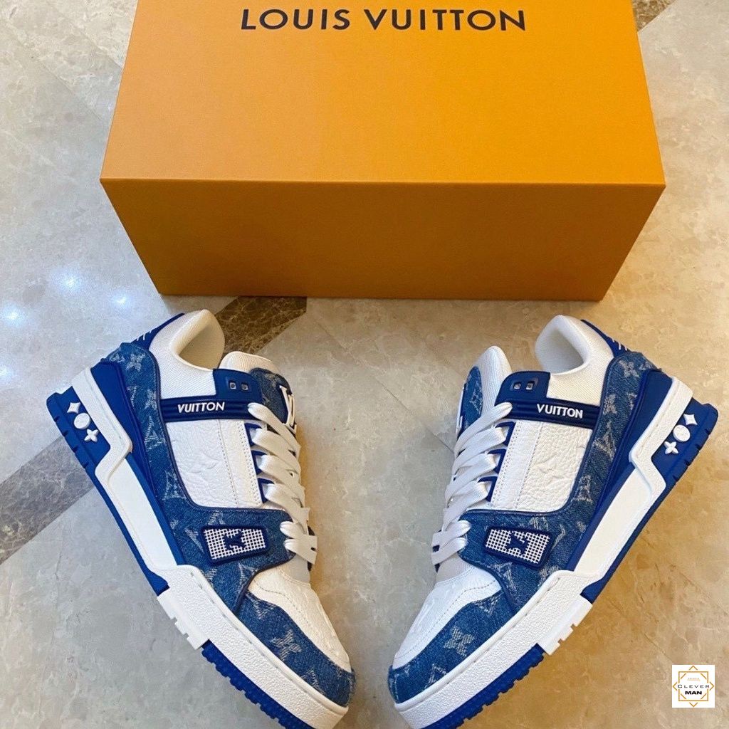 Giày thể thao LV Trainer Monogram Xanh Trắng, Đen Trắng, Vàng Trắng, Xanh Dương Clever Man Store
