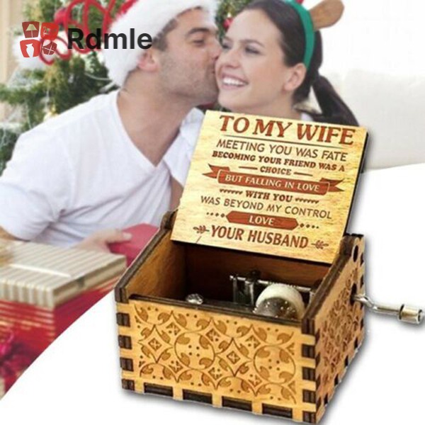 [COD]# RDMLE To My Wife Engraved Wood Music Box Anniversary Valentines' Gifts