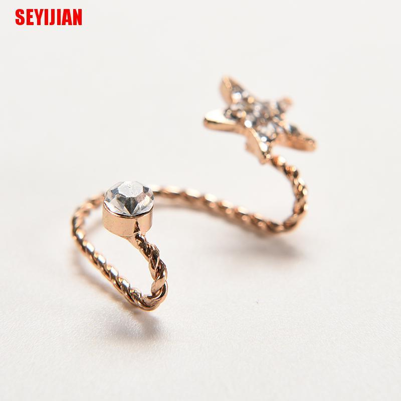 Khuyên Vành Tai Hình Ngôi Sao Đính Đá Lấp Lánh Thời Trang Cho Nữ