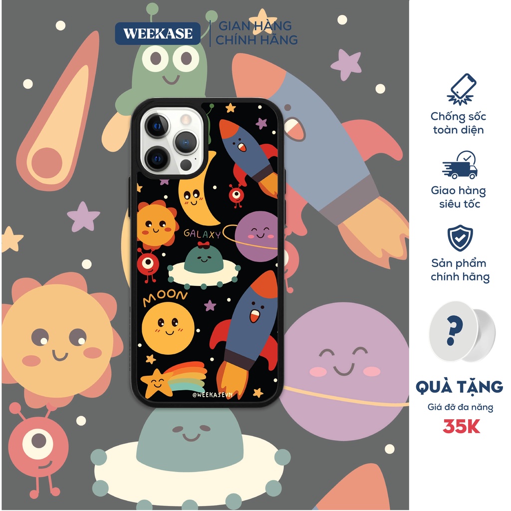 Ốp lưng iPhone dẻo viền đen chống va đập Weekase in hình vũ trụ, tất cả dòng máy