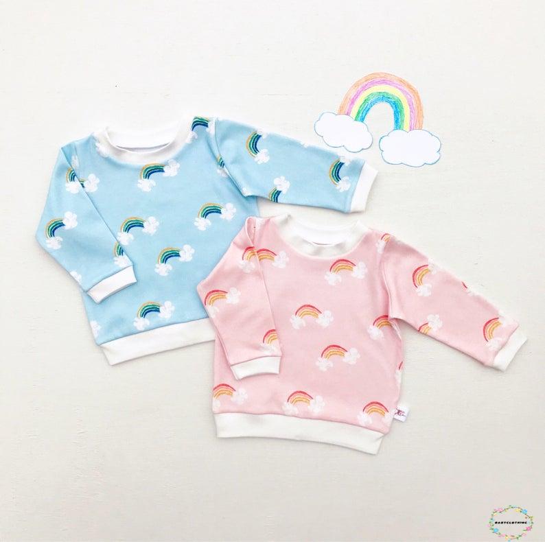 BBCQ-Newborn Baby Fashion Rainbow Print Top Casual Long Sleeve Top for Kids Boys Girls