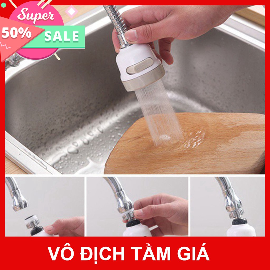 vòi nước rửa bát inox tăng áp xoay 360 độ 3 chế độ