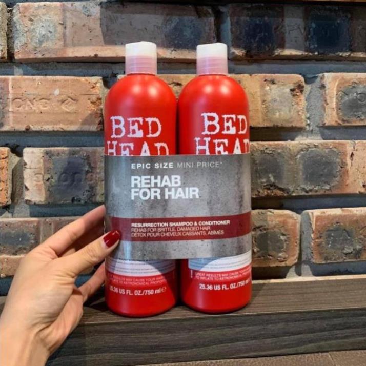 [SIÊU KHUYẾN MÃI]  TIGI BED HEAD ĐỎ - CẶP DẦU GỘI + XẢ PHỤC HỒI HƯ TỔN - 2 CHAI 750ML Chuẩn chính hãng USA