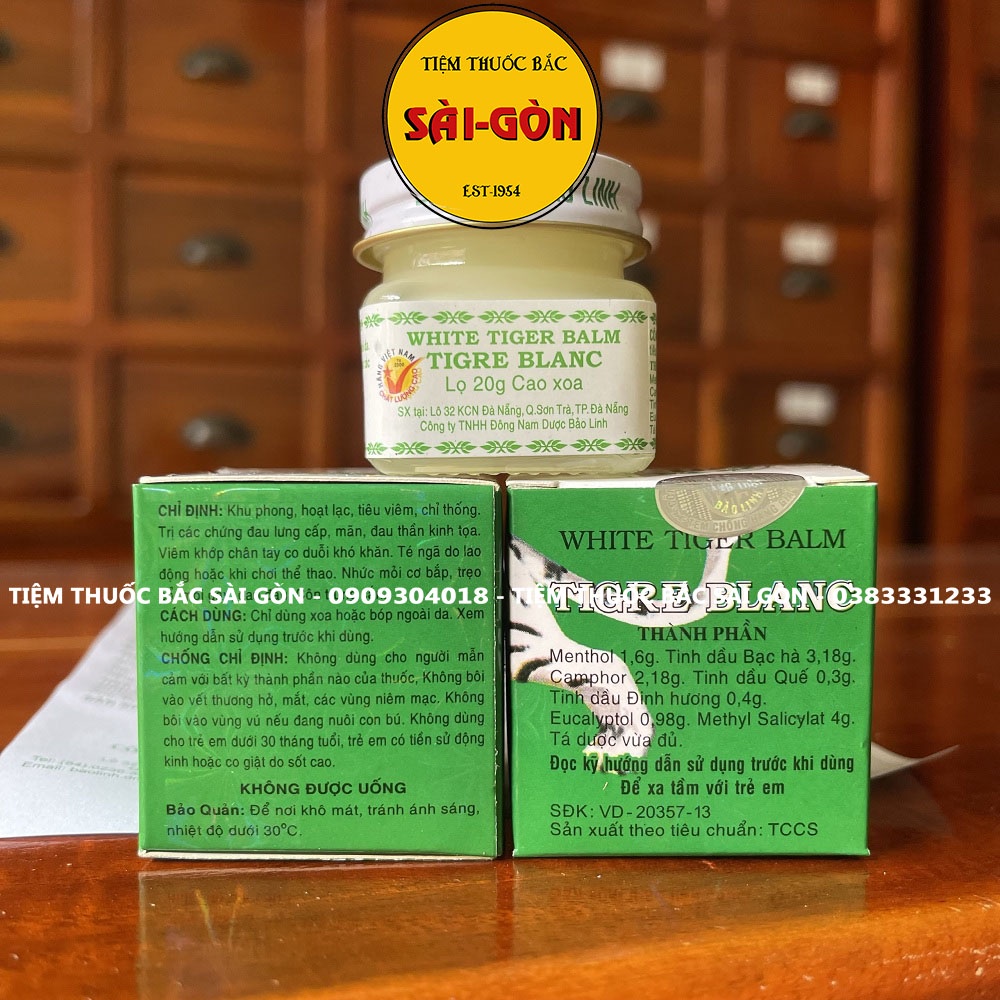 Cao Xoa Bóp Bạch Hổ - Cù Là Bạch Hổ - Bạch Hổ Hoạt Lạc Cao 20g - Tiệm Thuốc Bắc Sài Gòn