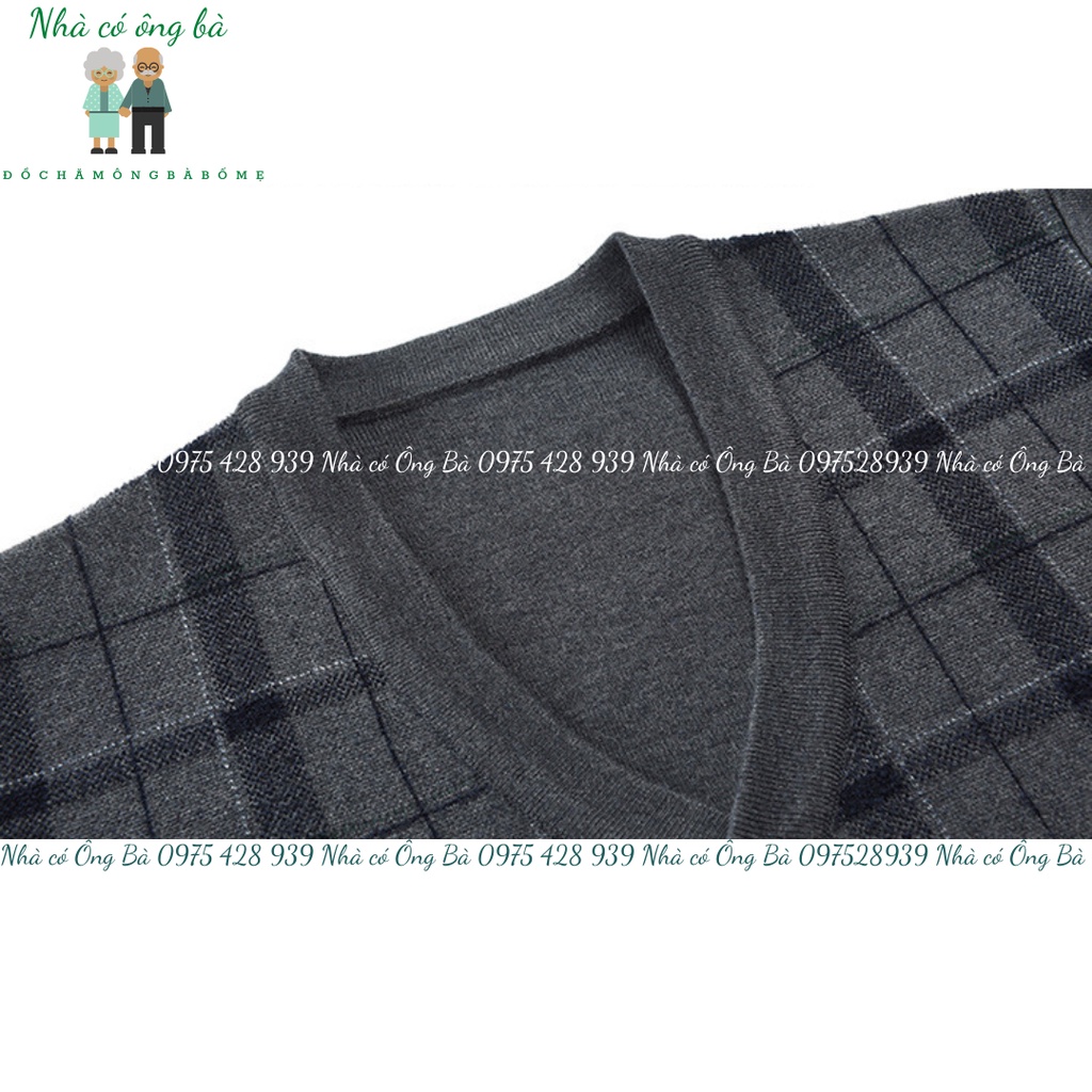 Áo len cardigan kẻ caro cho ông mùa đông, áo khoác mùa đông cho bố cho ông trung niên