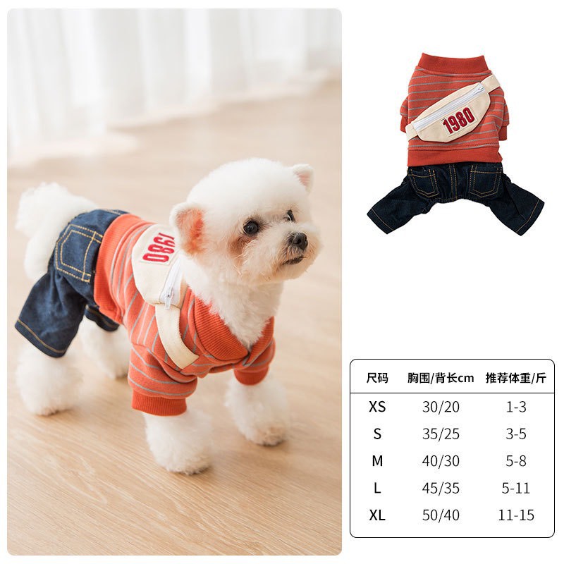 Bộ quần áo liền quần có túi đeo cho chó mèo